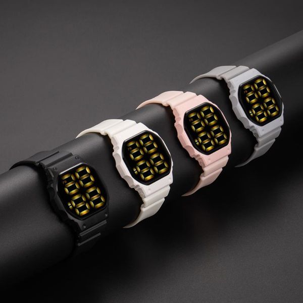 

wristwatches couple watches led touch screen digital display time and date electronic universal for men women reloj de pareja, Slivery;brown