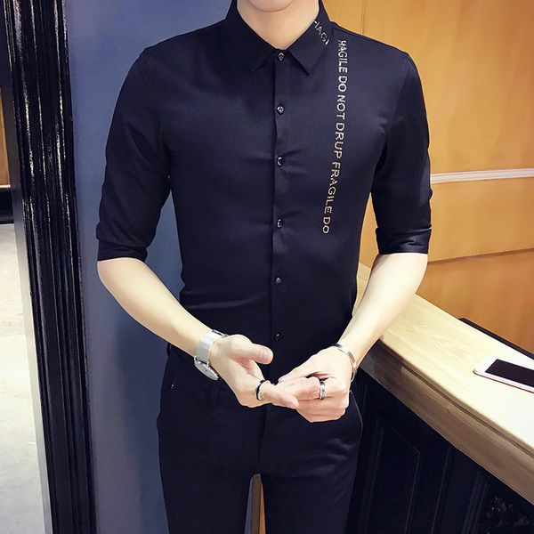 

mode 2021 will see letter strass from new casual make half sleeve shirt streetwear men thin fit club tuxedo 3xl xwqy, White;black