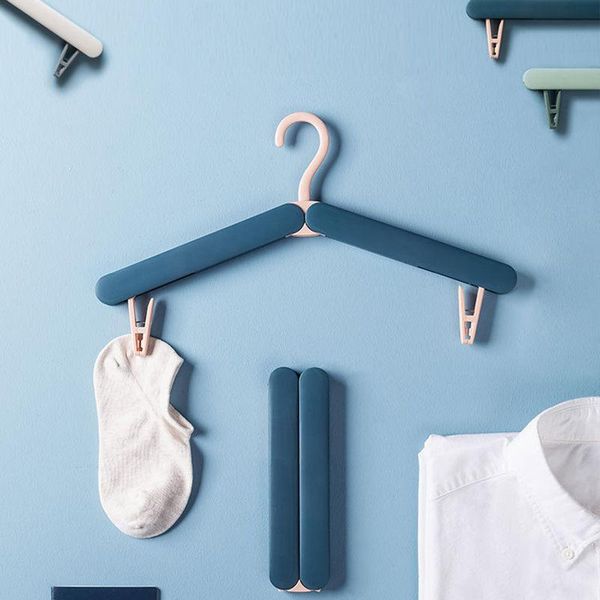 

hangers & racks 1pcs hanger hook with clip drying rack abs traveling foldable for socks underwear portable wardrobe storage u3
