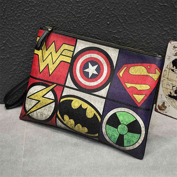 

wallet trendy men's handbag personalized printing pattern korean street leisure one shoulder bag, Red;black