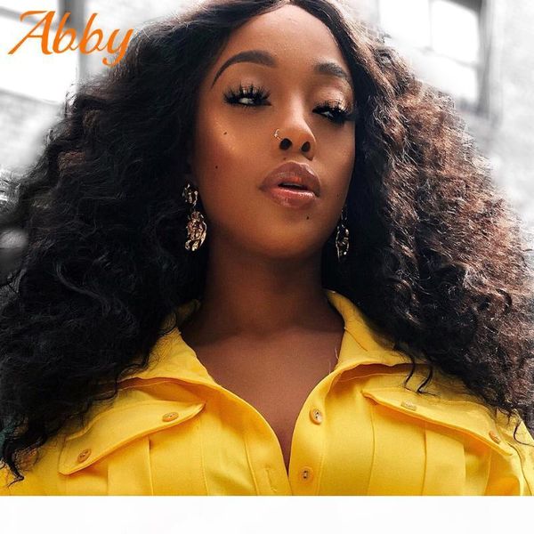 

curly human hair wig lace part wigs for women 180% density peruvian human hair closure wig 18" remy abby on sale, Black;brown