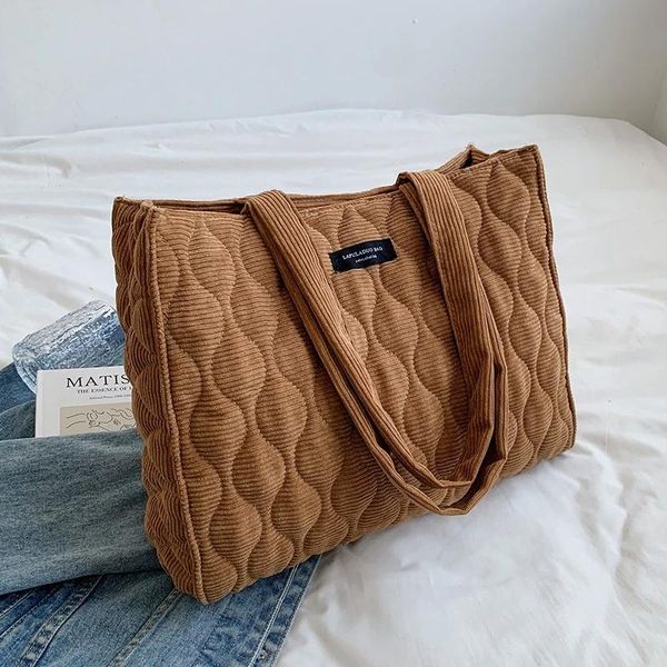 

evening bags casual big shoulder for women 2021 soft corduroy satchel winter luxury totes female large fashion designer handbags purse