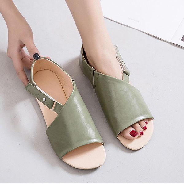 

flat buckle gladiator summer ladies open toe sandals rome shoes female casual peep toe style plus size fashion, Black