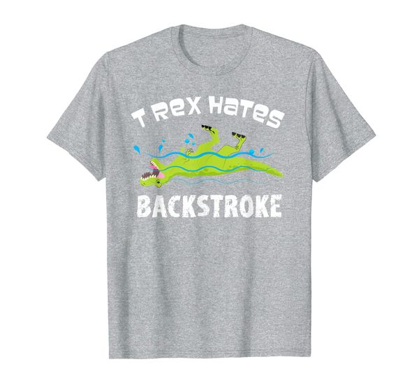 

funny dinosaur gift - t-rex hates backstroke t-shirt, White;black