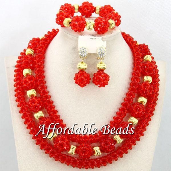 

earrings & necklace deep orange african jewelry sets charming wedding set handmade item wholesale bn351, Silver