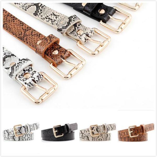 

belts 105x2.3cm 2021 fashion female leather snake waist belt women designer for, Black;brown