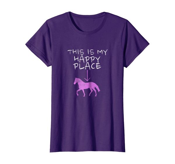 

funny horse riding tee - horseback happy place tee shirt, White;black