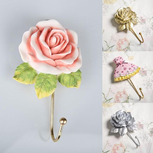 

hooks & rails 1pc hook rose resin single home decoration durable heavy kitchen bathroom hall wall