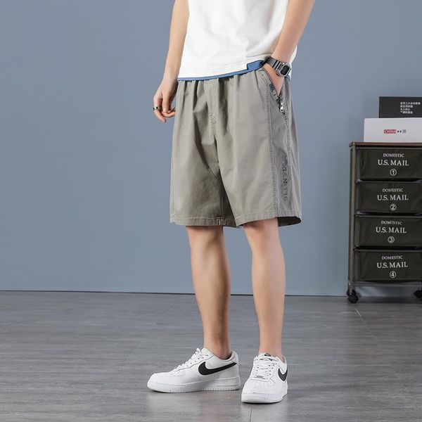 

men's shorts mens basic cotton loose-fit drawstring cargo short with zipper pockets full elastic waist big & tall summer casual pants, White;black
