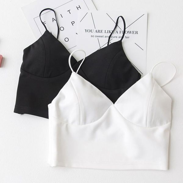 

camisoles & tanks women's camisole padded bra v neck vest slim fit tank ruched camis splice white summer, Black;white