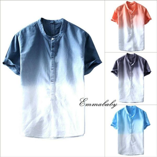 

new men t-shirt fashion gradient color summer short sleeve cotton breathable casual shirt streetwear, White;black