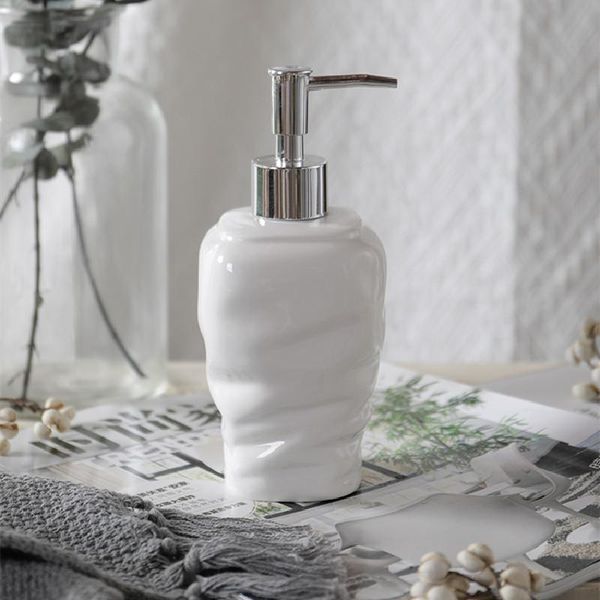 

liquid soap dispenser 350ml creative pure white ceramic lotion bottle shampoo wristband hand bath accessories