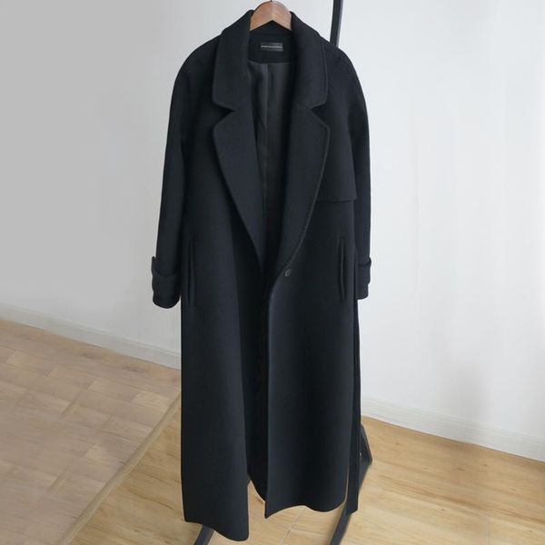 

women's wool & blends kmetram winter coat women fashion woolen female jacket long trench coats and jackets clothes 2021 manteau femme m, Black