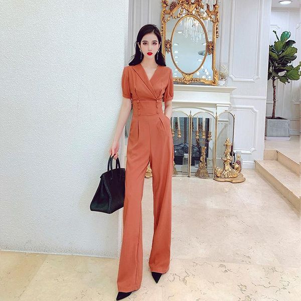 

women's two piece pants simple long 2021 korean fashion ol jumpsuit with wide legs and thin waist sweat suits ethika women matching coz, White