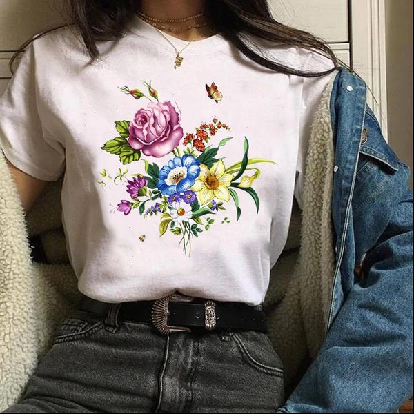 

women tees print graphic butterfly fashion elegant floral flower clothes lady clothing female t shirt womens t shirt, White