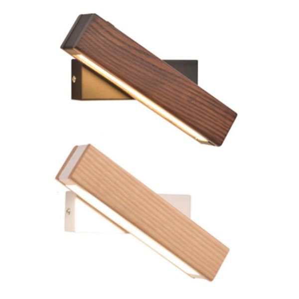 

wall lamp modern nordic solid wood led rotated bedside night light bedroom living room aisle sconce fixture decor