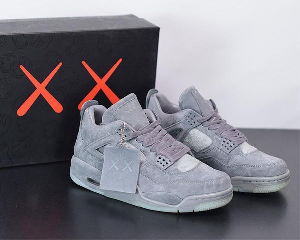 

jumpman 4 wolf grey suede basketball shoes outdoor sports sneakers with original box