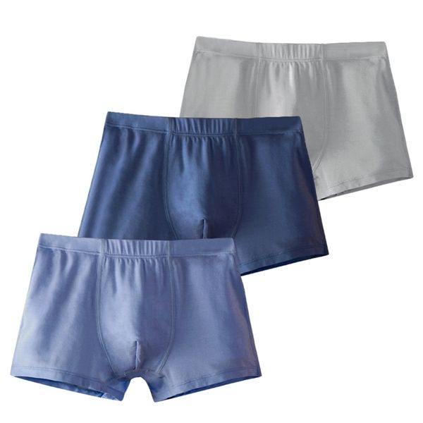 3 pçs / lote meninos calcinha modal crianças menino boxer shorts conjunto sólido cinzento calções infantis confortáveis ​​crianças cuecas 211122