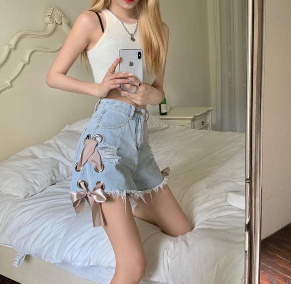 

women's shorts korean style jeans for women 2021 fashion trend club party clothes sweet ladies high waisted booty streetwear, White;black