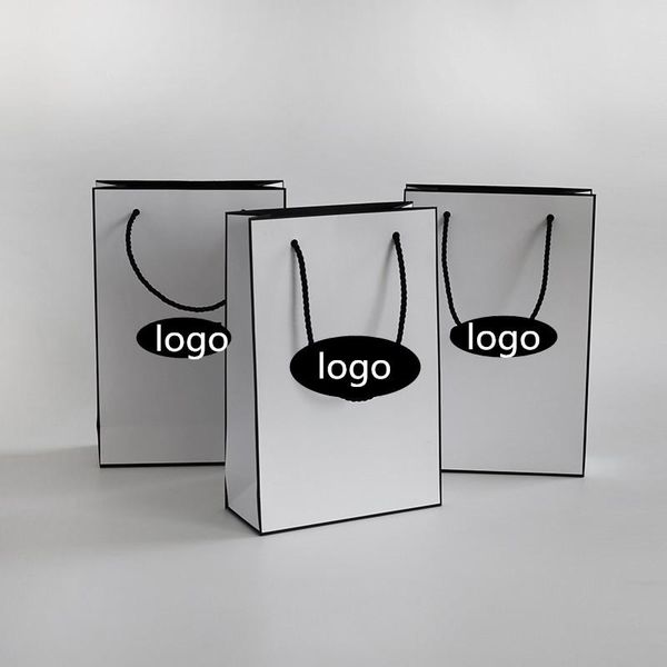 

gift wrap paper bag for box with ribbon shopping clothing store craft package ( printing fee is not included)