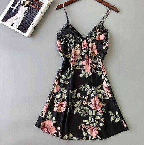 

pajamas imitation silk large home underwear nightdress 041 211203, Black;white