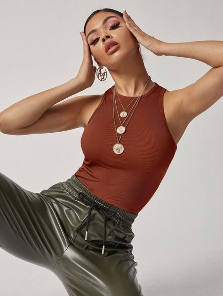 

solid fitted crop tank a15q#, White