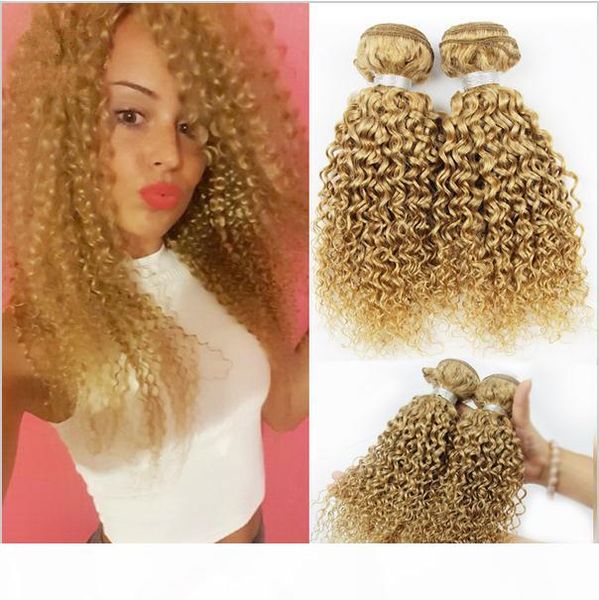 

9a virgin peruvian deep curly honey blonde human hair 3pcs lot #27 strawbery blonde peruvian virgin human hair deep curly weave bundles, Black