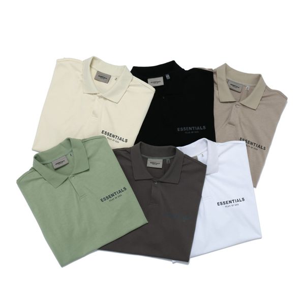 

20ss ins spring summer hip hop fear of god front essentials reflective silicon polos skateboard tshirt fog men women short sleeve casual, White;black