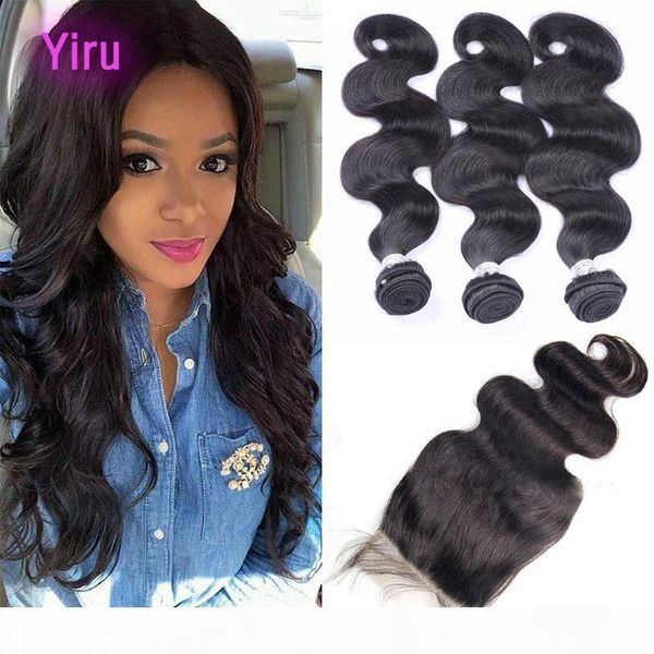 

indian virgin hair 6x6 lace closure with human hair bundles 8-28inch body wave, Black;brown