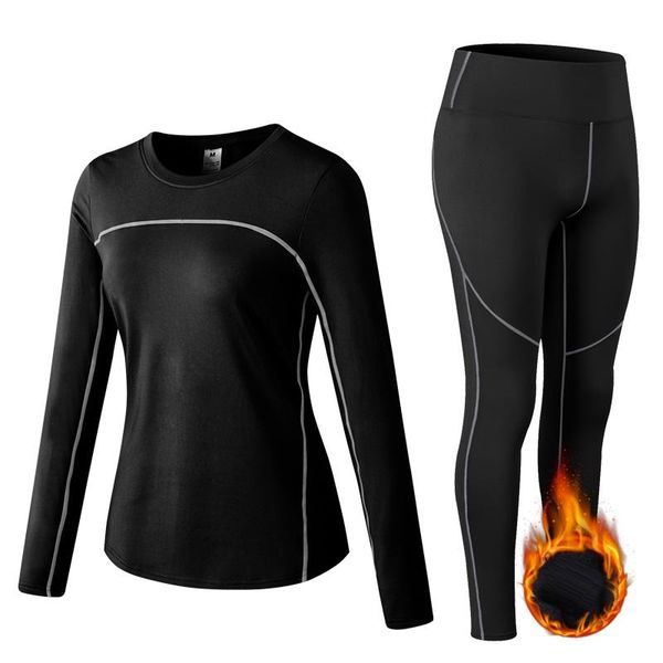 

yoga outfit winter warm fleece 2pcs sport suit women gym fitness quick dry stretch running set sportswear workout tracksuit
