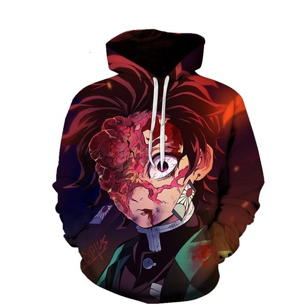 

spring and autumn popular riman series 3d digital printed sweater animation hooded casual loose baseball suit, Black