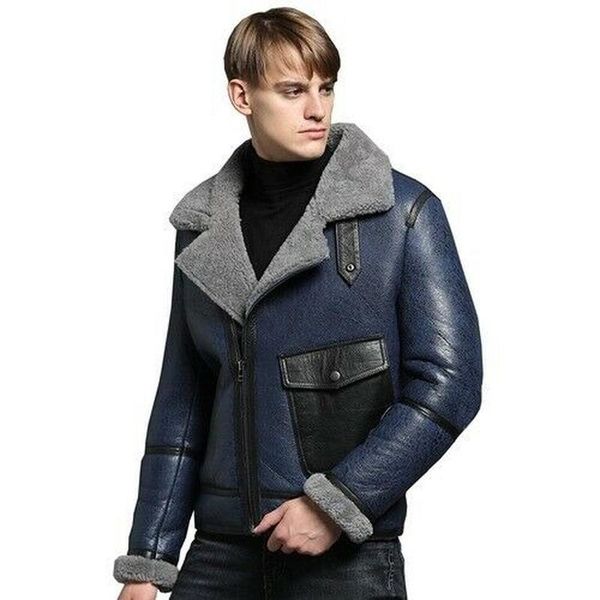 

men's jackets men sheep shearling jacket real skin coat autumn winter fashion warm fur casual woolen overcoat outwear windbreaker, Black;brown