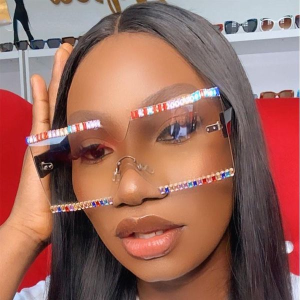 

sunglasses fashion square rhinestone 2021 women men mix diamond design flat sun glasses designer eyewear uv400, White;black