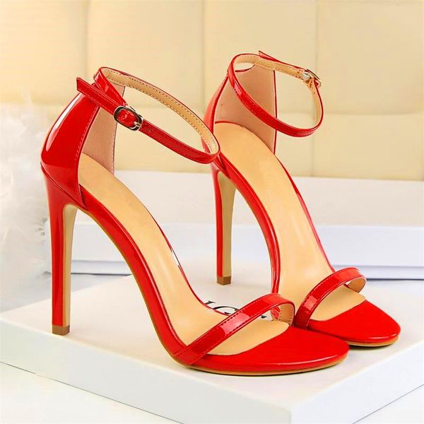 

sandals simple women's high-heeled summer 8cm/11cm fine with open toe wild one word super high heel female, Black