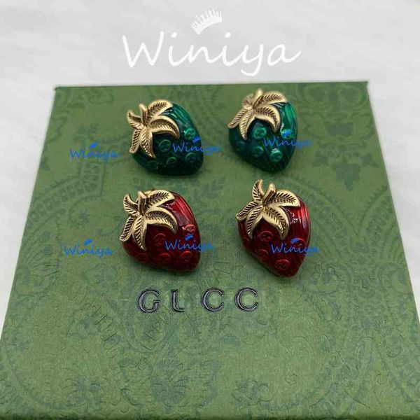 

74% off family earrings gujia new glue dropping strawberry earrings women's simple fashion accessories, Golden