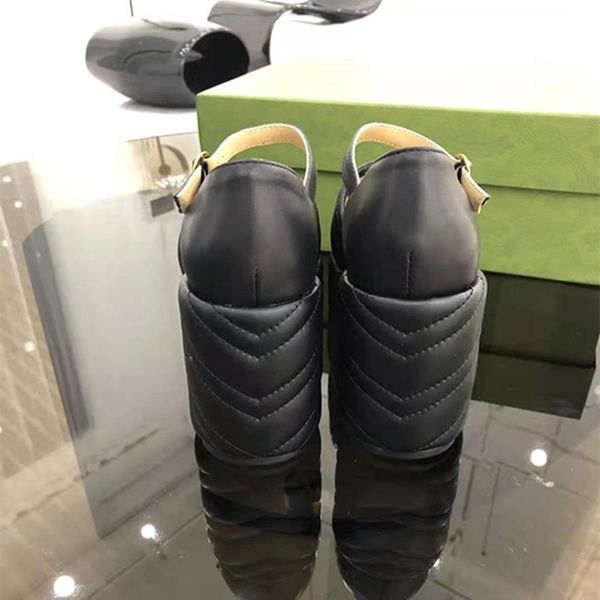 designer de luxo Mary Jane sapatos femininos verão salto grosso sandálias de couro fivela de uma linha plataforma à prova d'água sola grossa sapato retrô desfile de moda salto ultra-alto