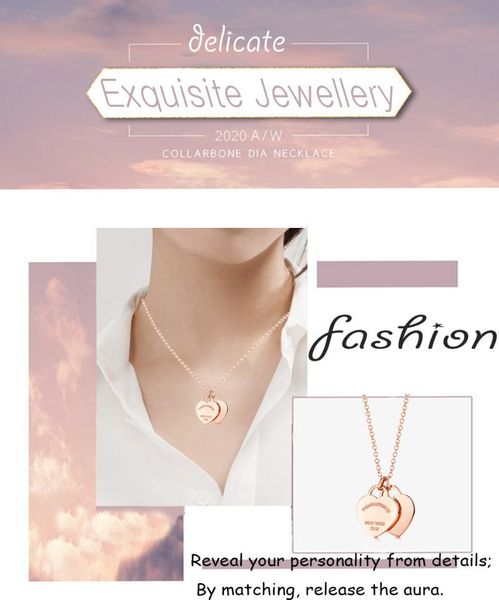 

chains necklace 2021 trend women's jewelry double love silver pendant fashion 925 sterling postage party g