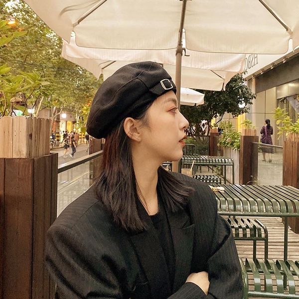 

berets fashion candy color button women autumn winter beret female cap outdoor travel boinas de mujer present for lady and girls, Blue;gray