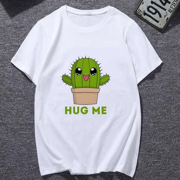 

cactus balloon print harajuku women t shirts graphic short sleeved white fashion personality