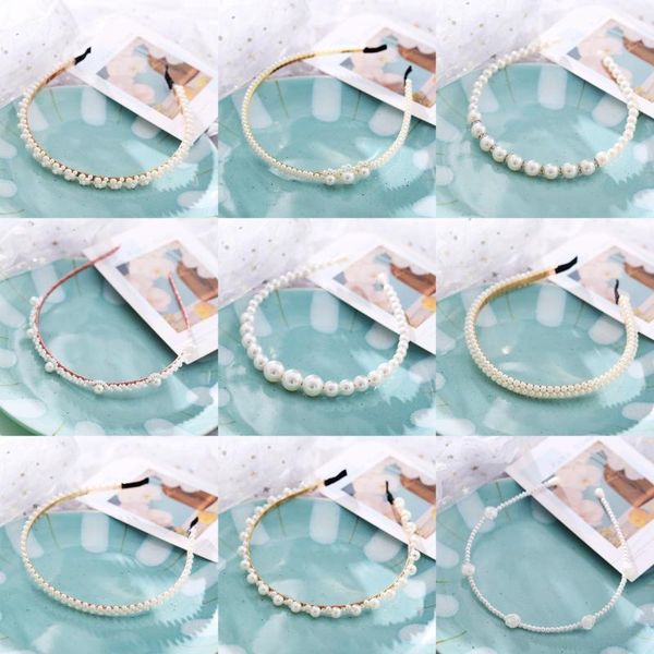 

hair clips & barrettes 2021 retro temperament simple bohemian style geometric full pearl headband women's accessories headdress gift, Golden;silver