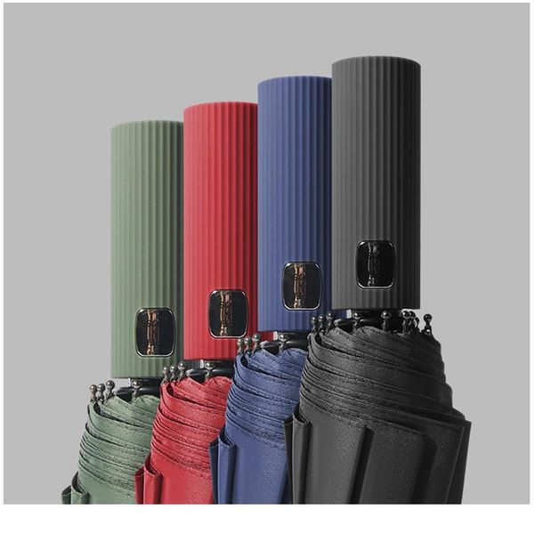 

12 ribs full matic business umbrella three folding male female parasol umbrella rain women windproof anti-uv umbr qyljse