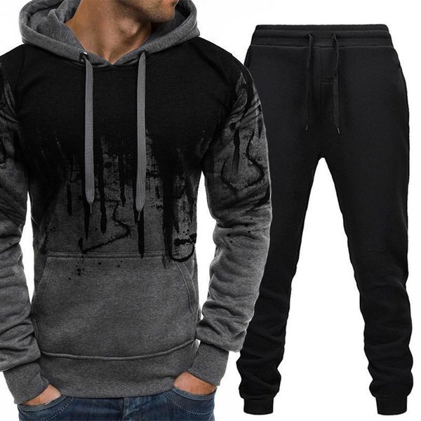 

men's tracksuits 2021 casual tracksuit men clothing two pieces sets hoodies and long pants male suit sweatshirt outfit sportswear autum, Gray