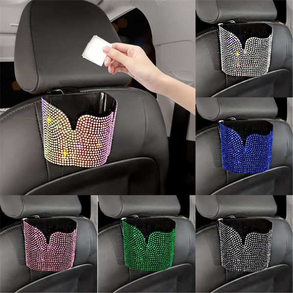 

car organizer sparkly bling trash can hooks leakproof garbage bin bags vehicle dustbin mini for