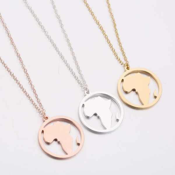 

pendant necklaces gold chains pendants jewelry on the neck 2021 chain necklace simple south africa map womens stainless steel fashion, Silver