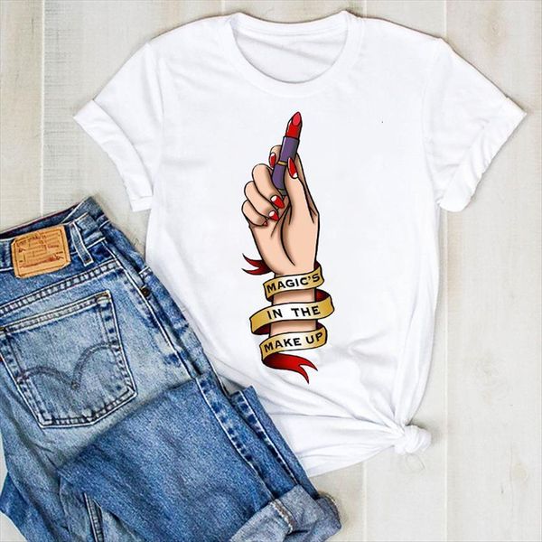 

fingernail 3d cute kawaii women t shirts 90s summer tee clothes graphic, White