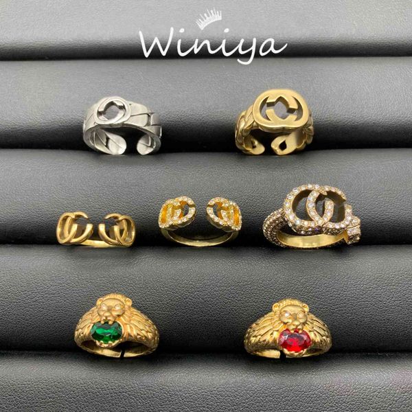 

design jewelry 2021 ancient fashion simple diamond inlaid open ring high version temperament jewelry, Silver