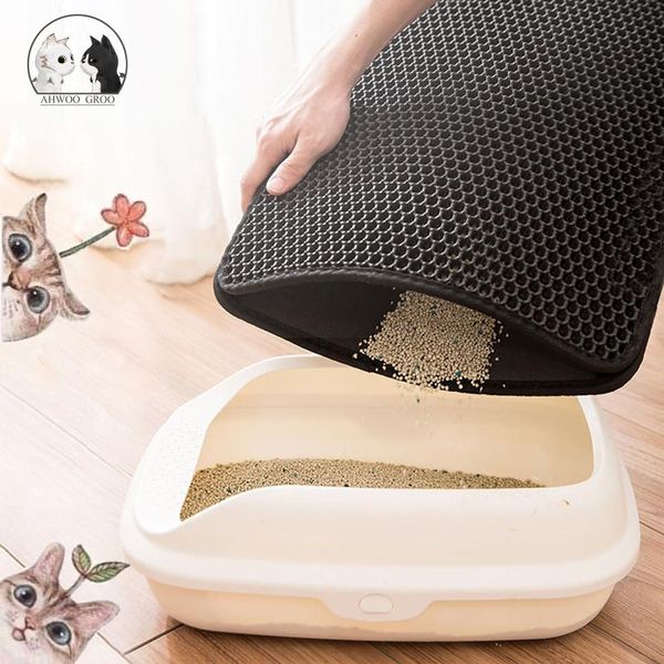 

kennels & pens 30-75cm waterproof cat litter mat double layer eva easy clean pad trapping pet non-slip floor accessories