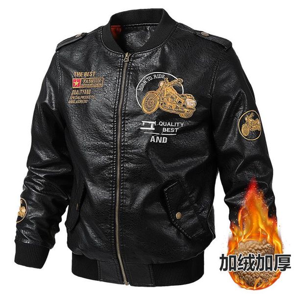 

men's jackets classical motocycle jacket winter skin thick man leather bomber zipper biker coat large size 6xl, Black;brown