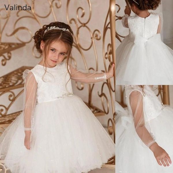 

girl's dresses sheer long sleeves ivory flower girl with sash holy first communion dress formal pageant birthday gowns kids clothing, Red;yellow