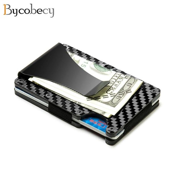 

card holders bycobecy smart holder carbon fiber rfid 2021 safety blocking men and women aluminum box money bag, Brown;gray